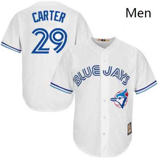 Mens Majestic Toronto Blue Jays 29 Joe Carter Replica White Cooperstown MLB Jersey